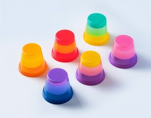Generation Alpha food menu: a charming isometric of colorful Rainbow Jelly Cup icons on a white background.