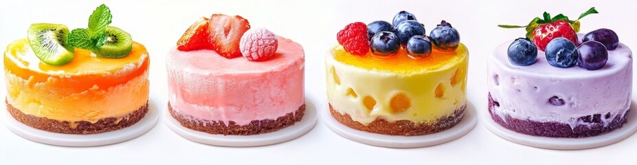Colorful Mini Cheesecakes with Fruit Toppings