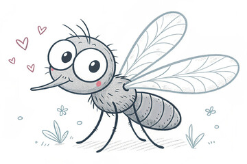 Obraz premium Hand drawn, sketch, cartoon illustration of mosquito