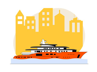 Naklejka premium Cruise ship illustration. Modern transportation illustration. City vehicle concept. Flat vector illustration.