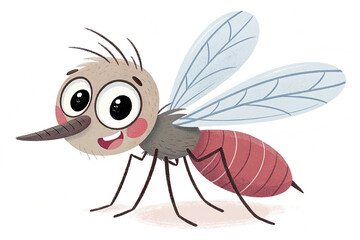 Cute mosquito cartoon with white background