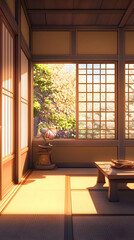Tranquil Japanese Room Illustration