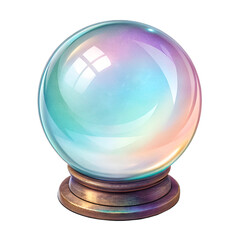 Fortune teller iridescent crystal ball isolated on white background