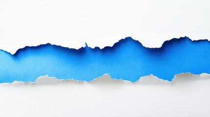 Abstract Design with Torn Blue Paper Revealing White Background. Creative and Modern Style. Versatile for Advertising, Cards, and Banners. Simple Yet Impactful Visual.