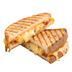 Delicious toasted panini sandwich isolated on white background
