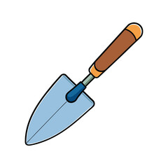 Garden trowel vector illustration. Hand tool for planting, digging, and soil cultivation in home gardening and landscaping