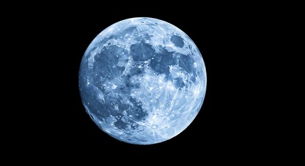 Obraz premium Serene Blue Moon: A Celestial Orb in Nocturnal Hues