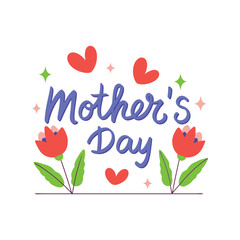 Happy Mother’s Day typography vector. Floral decoration, heart elements, t-shirt print design