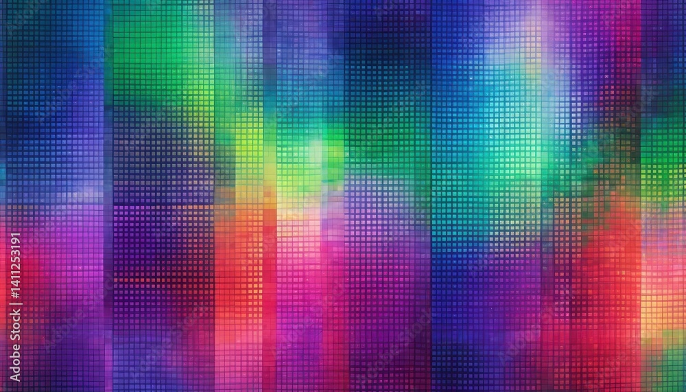 Fototapete Abstract Image of Vertical Multicolored Stripes Made Up of Tiny Dots with Gradient Effect and Varied Intensity and Saturation for Creative Use