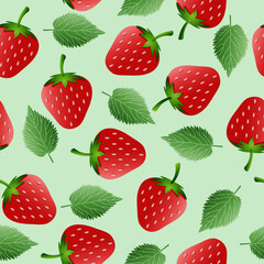 Seamless Strawberry snd Leaf Pattern