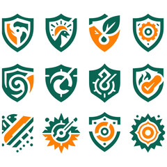 Fototapeta premium Energetic Flux Shield Series Motion-Based Shield Silhouettes Set