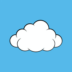 White clouds on blue sky vector illustration. Soft cartoon cloud shapes in bright clear background