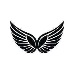 Wings silhouette vector icon set. Simple minimal wing shapes for logo, tattoo, graphic design
