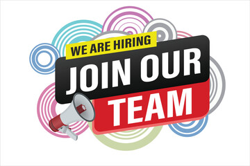 Naklejka premium join our team word concept vector illustration with modern futuristic 3d style for landing page template ui web mobile app poster banner flyer gift card coupon label wallpaper