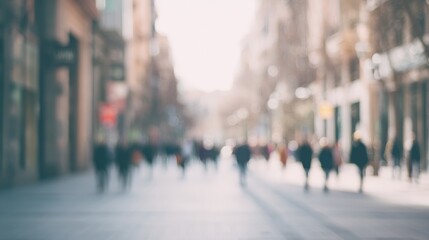 busy urban street with blurred figures in background