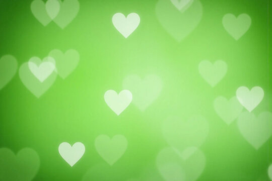 green background with hearts