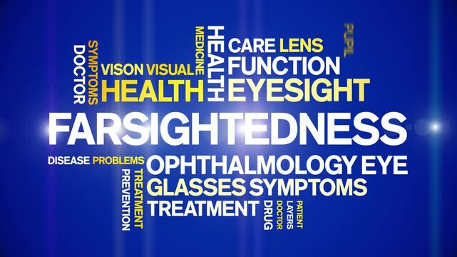Farsightedness animated word cloud;text design animation tag kinetic typography seamless loop.