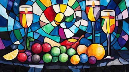 Fototapeta premium Colorful Fruit and Drink Display