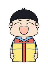 선물 받은 아이 선물상자 giftbox