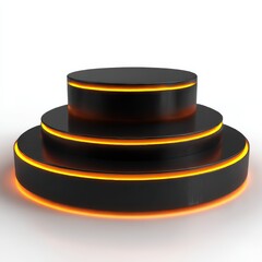 Tiered round stand with glow effect on white background
