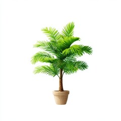 Obraz premium Small palm tree in pot illustration on white background