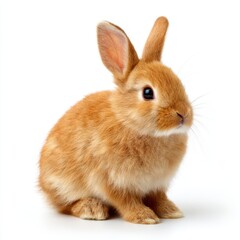 Fototapeta premium Ginger rabbit sitting pretty on white background