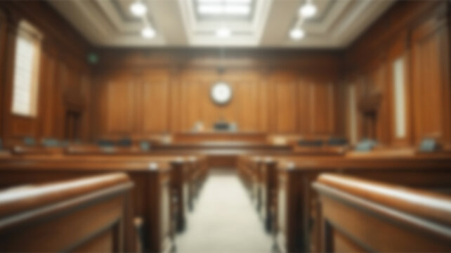 Beautiful Stunning blurred background of an empty courtroom setting. Ai Generated Images