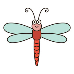 DRAGONFLY cute animal illustration outline doodle simple kawaii Japanese style drawing kiddy icon minimalist symbol isolated 