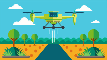Precision fertilization with drones allows for customized nutrient application as different areas of a field may require varying levels of specific fertilizers.. Vector illustration