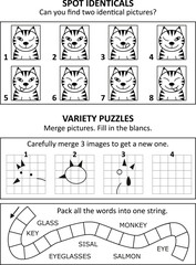 Activity sheet or puzzle page with 3 activities {p23351)
