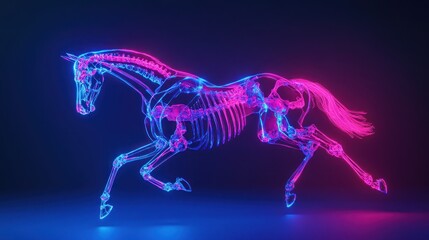 Fototapeta premium Neon Horse Skeleton Running