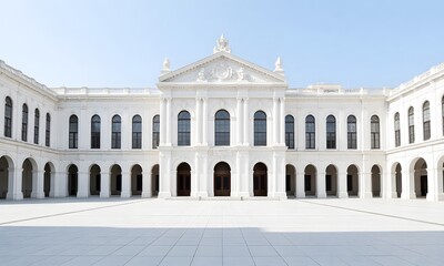Naklejka premium A large white building with archways.