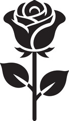 Rose flower Black Silhouette vector, black silhouette of rose