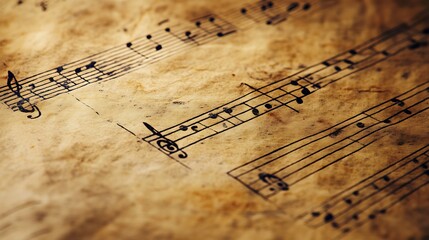 Aged sheet music with intricate musical notation.