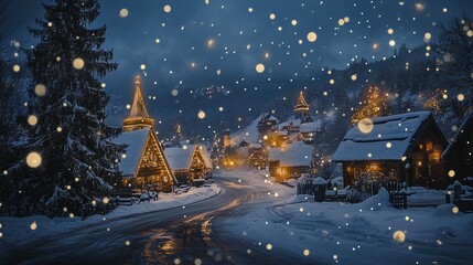 Naklejka premium Fireworks in village illustration