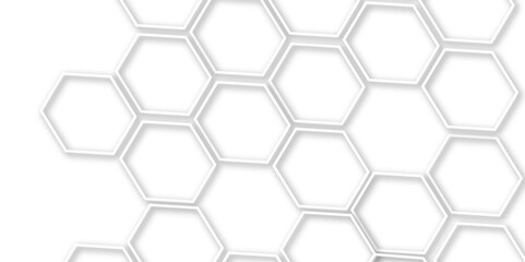 Abstract modern hexagonal effect for line geometric technology 3d white bright hexagon polygonal honeycomb luxury pattern vector white background.