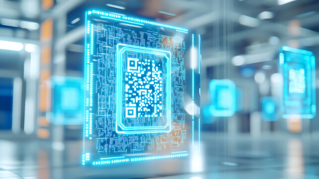 Exploring qr code technology innovations digital space graphic design futuristic setting close-up view modern concept - Powered by Adobe