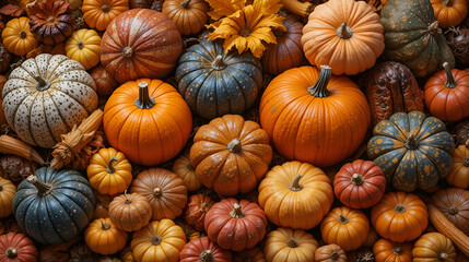 Bountiful Autumn Harvest: Vibrant Pumpkins, Squash, Apples, and Vegetables in Cinematic High-Contrast Product Photography