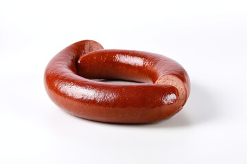 Hearty sausage on a clean white background ready for cooking a delicious meal perfect for lunch