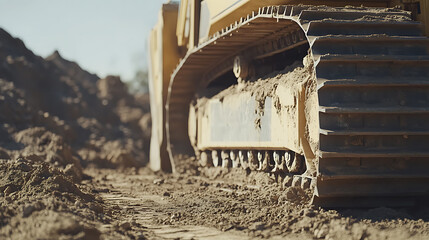 Heavy machinery operator guiding a bulldozer for land leveling. Featuring excavation and site preparation