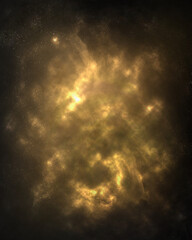 3d rendering of a nebula in the vastness of space with glowing clouds and stars