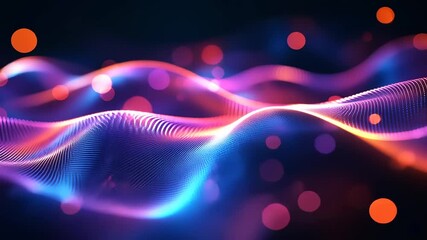 Abstract colorful wave patterns with glowing lights creating a dynamic visual experience
