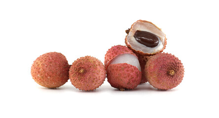 Delicious Lychee Fruit Display Isolated on White Background