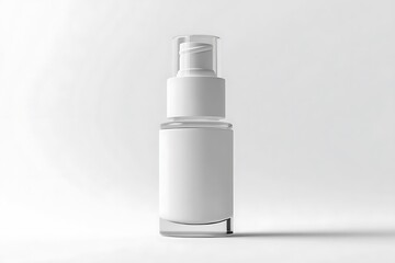 White cosmetic bottle mockup on white background with shadows. 3D rendering