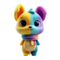 Colorful plush toy with big eyes, vibrant design, perfect for children's playtime or decor, showcases creativity and fun. Isolated on white background or PNG