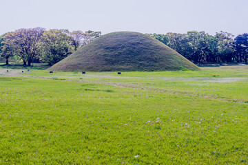Large mound of royal tomb in Gyeongju city, South Korea.