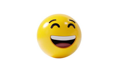 Fototapeta premium A yellow emoji with a big smile on a black background view