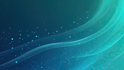 Abstract teal digital waves with particles