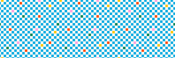Retro fun colored checkerboard seamless pattern. Playful geometric square vector wallpaper print