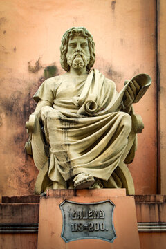 Statue of the Greek Roman physician, Claudius Galenus or Aelius Galenus, in Latin Claudius Galenus known as Galen of Pergamon, in the city of Salvador, northeastern Brazil